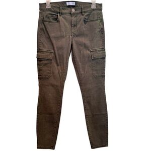 LOFT Size 27/4 Avocado Green Velvet Stretch Cargo Leggings Cotton-Rayon-Elastane
